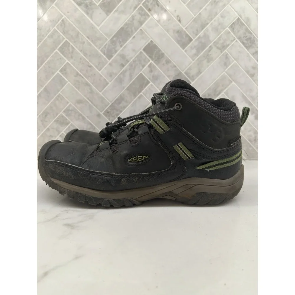 KEEN Targhee Waterproof Hiking Boots Mens Size‎ 4 Black Green Lace Up 1027403